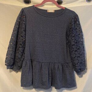 Alter d State Statement Sleeve Peplum Top  Small